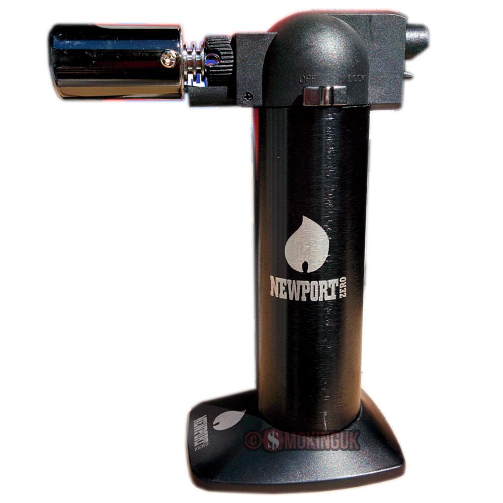 Newport Zero Butane Black Metallic Torch Lighter 6" NBT003